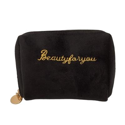 China Fashion Designer Luxury Recycled Black Sublimation Velvet Makeup Wholesalers Makeup Cosmetic Bags for sale