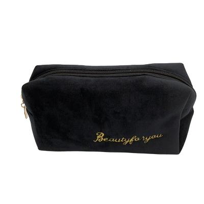 China Luxury Fashion Designer Sublimation Black Velvet Makeup Recycled Cosmetic Makeup Bags Wholesalers for sale