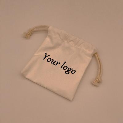 China Custom Custom White Cotton Drawstring Drawstring Gift Bag Eco Customized Cotton Canvas Wholesale Drawstring Bag With Logo for sale