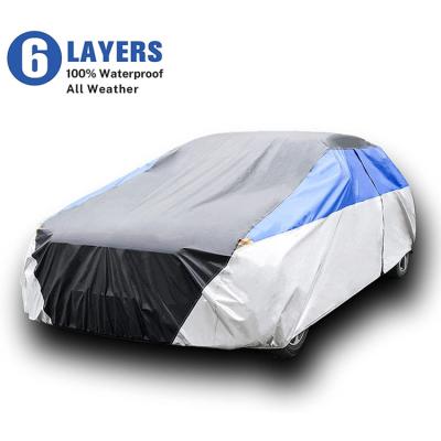 China Sedan Soft Breathable All Weather UV Protection Car Cover Automobiles Exterior 6 Layers Waterproof Car Cover for sale