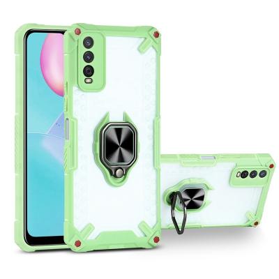 China Collision-proof shockproof single color fashion transparent shell for VIVO series shockproof bracket phone cover ring magnetic armored bumper for sale