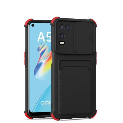 China Shockproof Slide Camera With Seismic TPU+PC Wallet Card Back Cover Protective Case Drop Proof Phone Case For OPPO Series for sale