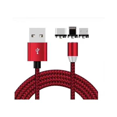 China New Products China 360 Rotation Mobile Phone Types Nylon Braided 3 In 1 Cable Magnetic Charging Charger for sale