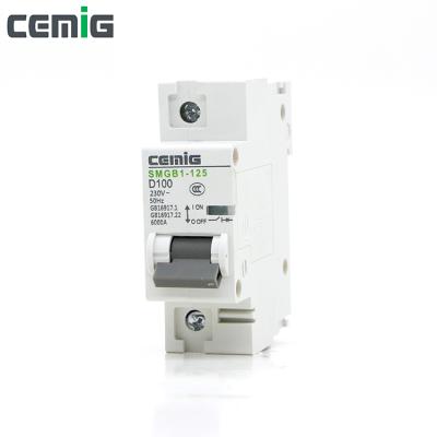 China Miniature circuit breaker ELCB 100A SMGB1-125 D100 1P 2P 3P 6KA from Cemig for sale