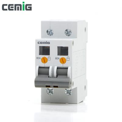 China Cemig Window Design SMGG1-100 Miniature Main Standard Insulator Switch 63A 100A 2P Din Rail Installation Manual Switch On Off SMGG1-100 for sale