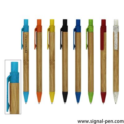 China promotional wheat straw pen recycled popular materials new eco pen body bamboo design for sale