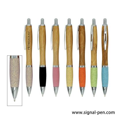 China 2021 new eco promotional pen bamboo pen body wheat straw materials ballpoint pen for sale