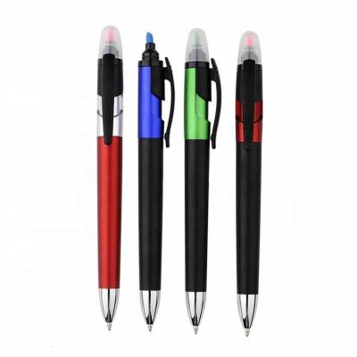 China Double Sided Promotional Plastic Pen Ball Pen With Highlighter Promotional Gift Office Use for sale