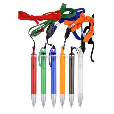 China Promotional Pen Mini Ballpoint Pen with Colorful Lanyard, Transparent Color Barrel and Silver Seed for sale