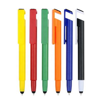 China 2021 Special Design Screen i-Touch Stylus Cleaner Phone Holder Stand Multifunctional Plastic Ballpoint Pen for sale