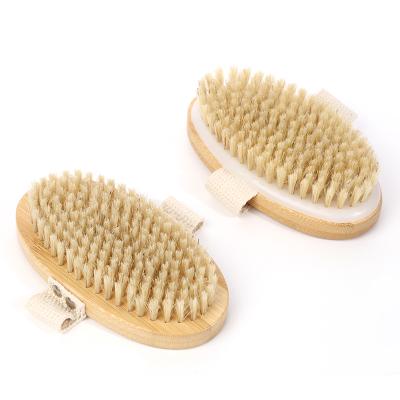 China EXFOLIATE Factory Direct Sale Customized Natural Wooden Exfoliating Shower Bamboo Brush Bath Massage Brush for sale