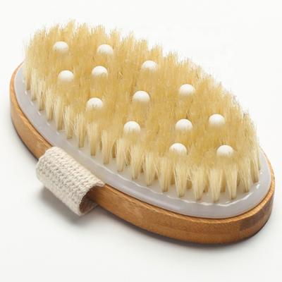 China New Model Natural Useful Practical Bath Bamboo Body Brush Back Bristle Paddle Massage Scrub Body Brush Hand Brush for sale