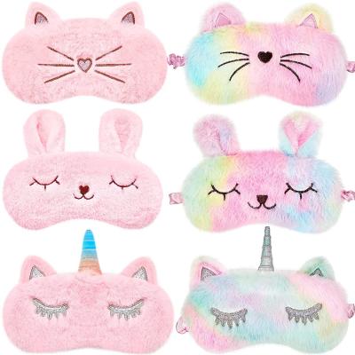 China Simple Soft Plush Eye Mask Bunny Unicorn Cute Animal Eye Mask Plush Sleeping Eye Mask for Girls and Kids Adult for sale