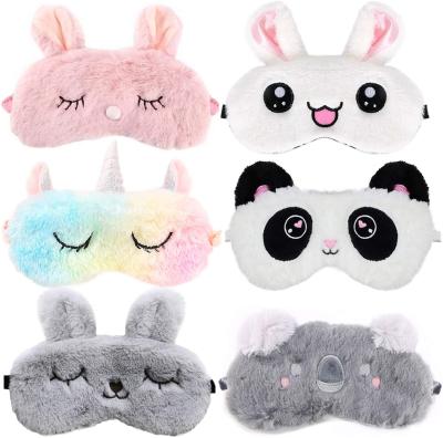 China Simple Cute Sleep Mask for Kids, Cute Rabbit Panda Koala Unicorn Plush Animal Sleep Mask Soft Blindfold Visor 6 Pack for sale