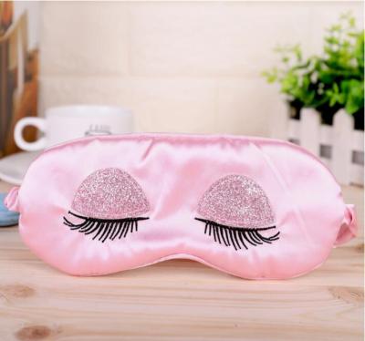 China Simple Cute Silk Mulberry Travel Sleep Blindfold Eye Mask With Eyelashes For Sleeping for sale