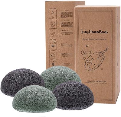 China All Natural Konjac Facial Sponges - For Gentle Face Cleansing & Exfoliation - With Activated Charcoal & Aloe Vera, 4pc. Place for sale