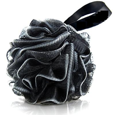 China EXFOLIATE 50Gram Black Color Bath Luffas Sponge Bath Blast Body Scrubber Mesh Ball Breath Shower Sponge for sale