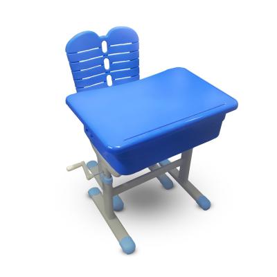 China Plastic-steel Modern Seat Top Blue Metal Customized Adjustable Anti School Furniture Desk Sets For Students for sale