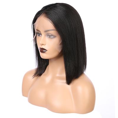 China Silky Straight 13X6 Short Straight Bob Wig Unprocessed Brazilian Virgin Hair Short Bob Wig For Black Women for sale