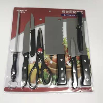 China Daily Kitchen Cut Usage Kitchen Knife Set Of 7 Hollow Handle Stainless Steel Knife Paring Chef's Knives Meat Butcher Cleaver Fish Scraper for sale