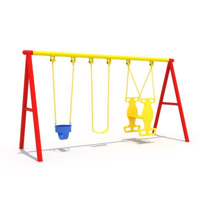 China Strong Swing Seat Most Popular Metal Frame Kids Outdoor Playground Three People Seat Swing for sale