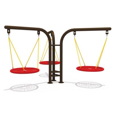 China Strong High Quality Metal Three Seat Kids Outdoor Swing Garden Net Rope Swing for sale