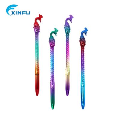 China office & Hot 2020 Gift Gradient Peacock-Shape Pen Plastic Colorful Pen Sleeve Kawaii Plastic Pen For Students for sale