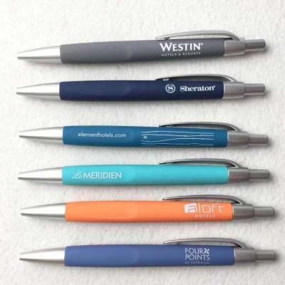 China Wholesale fashion hotel stationary plastic soft rubber pen best promotion sale ballpoint pen with custom logo for sale