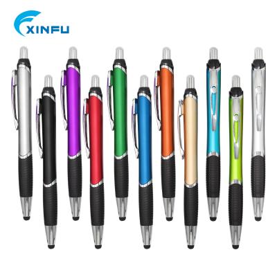 China Popular Pressed Type Customized Promotional Plastic Ball Pen Logo Stylus Pen for sale