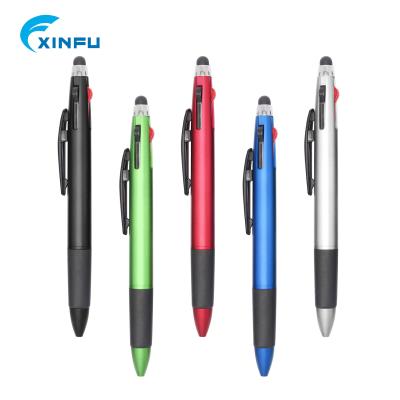 China Popular multifunctional touch screen pen for plastic custom logo with three color ink ballpoint pen for sale