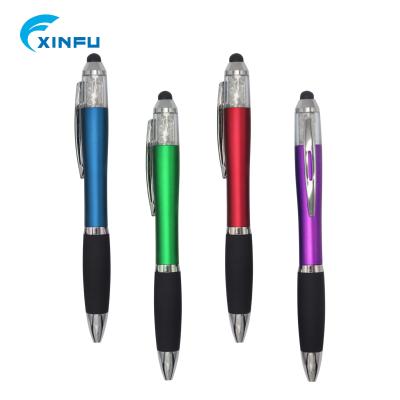 China Promotional Pen Plastic Ballpoint Pen With Crystal Inner Barrel Soft Rubber Grip for sale