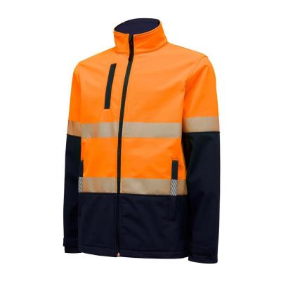 China Durable double layered softshell fabric with high visibility tape work jacket for sale