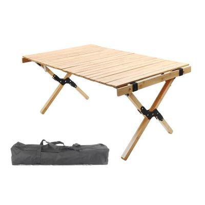 China TOPWIND beach picnic foldable custom camp wooden egg roll portable folding outdoor folding table for sale