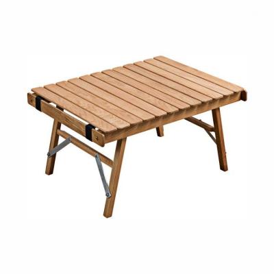 China TOPWIND Custom Portable Lightweight Foldable Wooden Roll Foldable Camping Folding Low Picnic Table For Beach Fishing Hiking for sale