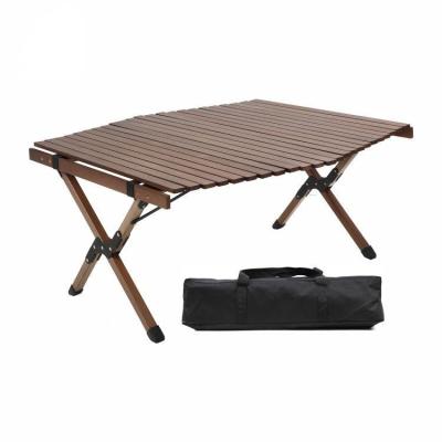 China TOPWIND Hexagon Camping Folding Table Egg Roll Outdoor Ultralight Portable Wooden Beech Easy-Carry Folding Table for sale