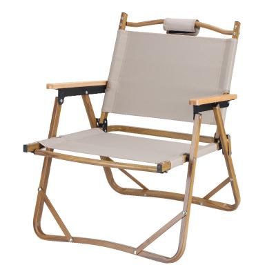 China TOPWIND Furniture Kermit Chair Wood Grain Aluminum Folding Portable Custom Outdoor Camping Chair for sale