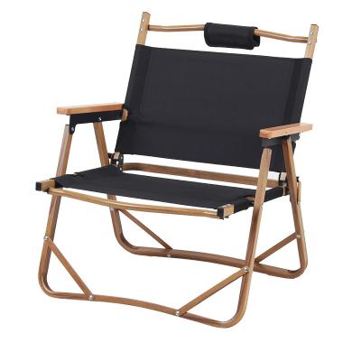 China TOPWIND Portable Outdoor Furniture OEM Portable Kermit Chair Wood Grain Aluminum Folding Camping Beach Chair for sale