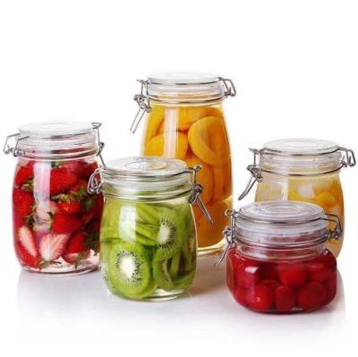 China Wholesale 3oz 8oz 16oz 25oz Wide Mouth Food Clear Storage Eco-friendly Glass Jar With Airtight Lid for sale