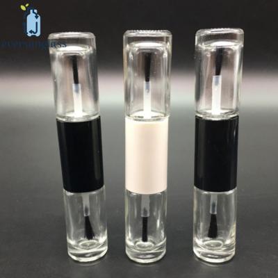 China Eco-friendly 5ml Double Head Nail Polish Glass Bottle Round Shape With Cap And Brush One For Two for sale