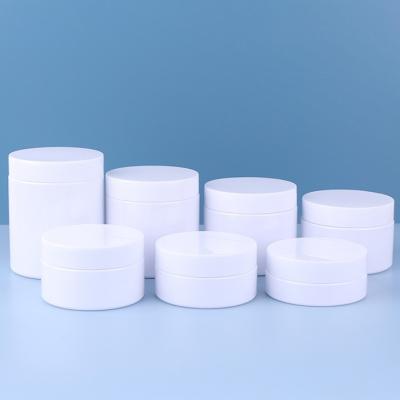 China Personal Care 50ml 80ml 100ml 120ml White Plastic PET Cosmetic Cream Jars Container With White Lids for sale