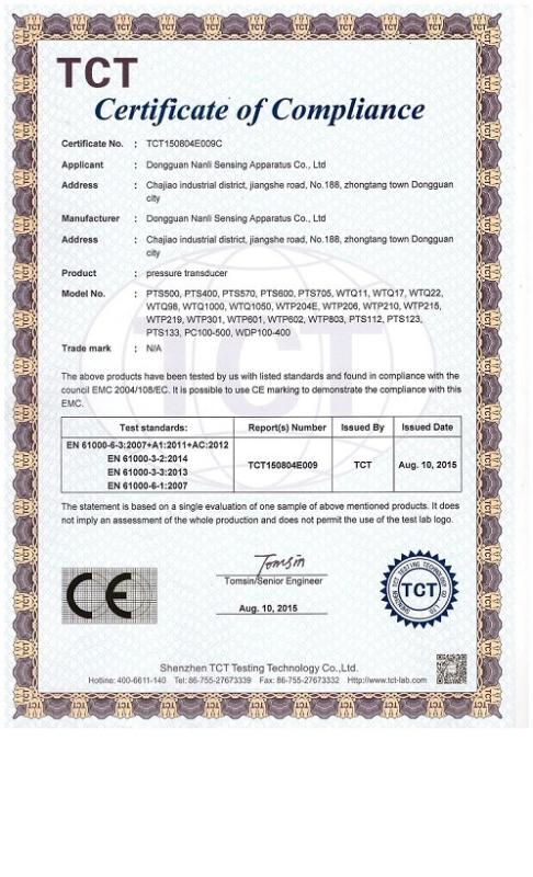 CE - Dongguan Nanli Sensing Apparatus Co., Ltd.