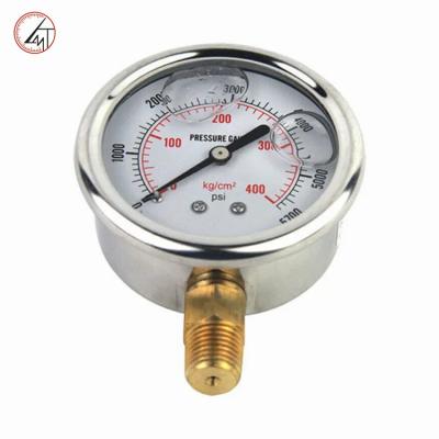 China SS Brass Hydraulic Connection SS Case Gas Water Liquid Filled Pressure Gauge for sale