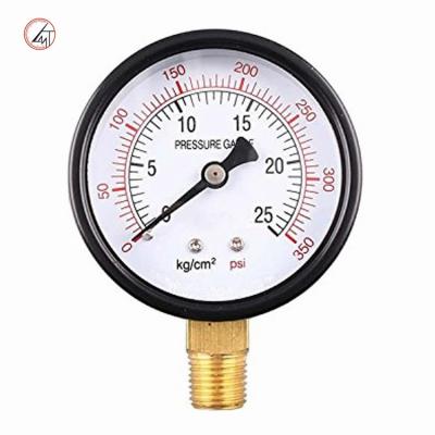 China Steel 0-100Bar 60mm 100mm 150mm black steel shell brass connection dry manometer pressure gauge for sale