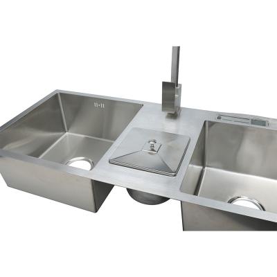 China Without Faucet Workstation Sink With Trash Can - Large Double Sink Handmade Kitchen Sink Double Bowls Sink For Restaurants for sale