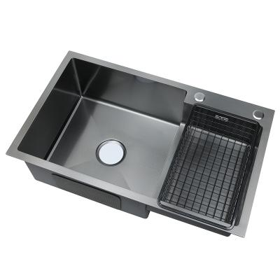 China Without Faucet Kitchen Over The Undermount Step Kitchen Black Basin Sink Stainless Steel Drop for sale