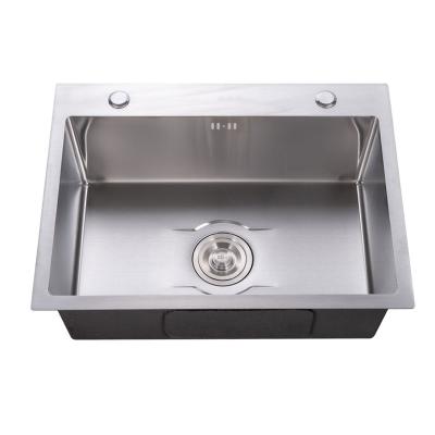 China Without Faucet 16 Gauge Drop-In Nano 304 Stainless Steel Kitchen Handmade Basin Sink for sale