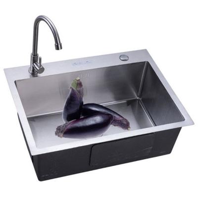 China Factory Free Faucet OEM 2.5MM SD654521 With Water Drainer Stainless Steel Single Bowl Farmhouse Sink for sale