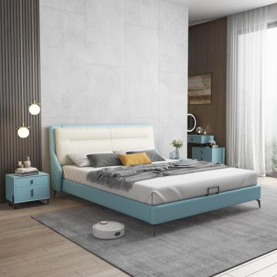 China Sofa Fabric Solid Wood Frame Modern Bed Design Upholstered Velvet Home Furniture Bedroom Furniture Soft Bed for sale