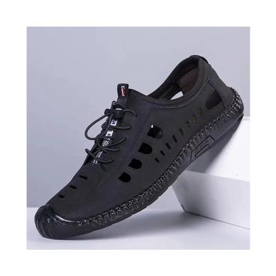 China High Quality Flat Summer Vacation Slip Resistant Leather Full Grain Black And Brown Men Shoes For Beach for sale