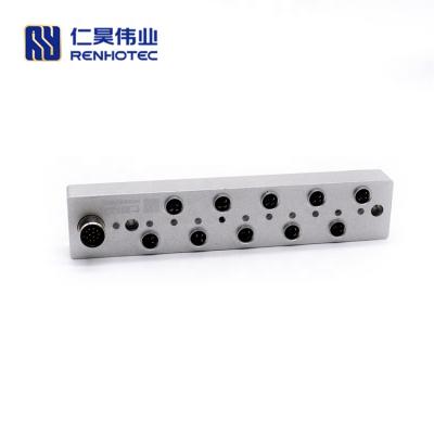 China Automative Panel Mount 10 Port 3 Pin M8 M12 Distributor With Led Signal Indicator Of Automation System for sale